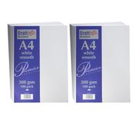 Craft UK W119 A4 White Smooth Card 300gsm - 100 Feuilles 29,6 x 21 x 0,1 cm (Lot de 2)