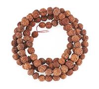 Craftdady 100 Perles Naturelles Rudraksha Authentiques de l'Himalaya, Rondes pour Chapelet Japa Mala, Collier Puja, Méditation - Non Teintes