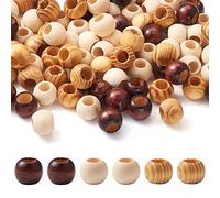 Craftdady 100Pcs 9mm Large Hole Natural Round Wood Beads 20mm Wooden Loose Spacer Balls for Bracelet Pendants Jewellery Making, 3 Colors