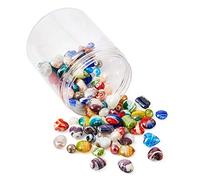 Craftdady 100Pcs Millefiori Perles en Verre Au Lampwork 8 styles Coeur Ovale Plat Rond Colonne Entretoise Perles pour la Fabrication de Bijoux Fournitures de Broderie Artisanale