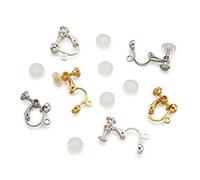 Craftdady 30 convertisseurs de boucles d'oreilles à clipser de couleurs mélangées avec coussinets confortables pour oreilles non percées transformer quel clou en clip pour fabrication de bijoux