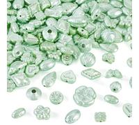 Craftdady Assortiment de perles acryliques assorties en forme de cœur, feuille et fleur, perles esthétiques de style bohème pour fabrication de bracelets, colliers, boucles d'oreilles, bijoux, vert