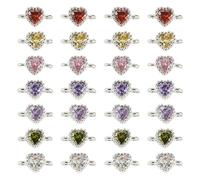 Craftdady Breloque en laiton pavé de zircones cubiques en forme de cœur à double boucle en forme de cœur avec strass pour la fabrication de bijoux, 9x5x3.5mm, Zircone cubique