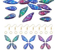 Craftdady Breloques en résine en forme d'aile de papillon, ailes de fée, ailes de libellule avec crochets de boucles d'oreilles, anneaux ouverts pour la fabrication de bijoux
