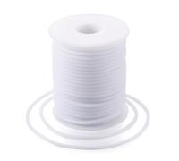 Craftdady Câble en Caoutchouc PVC de 25m Enroulé pour Bracelet, Collier et Maille - Tube de Câble Mémoire, Blanc