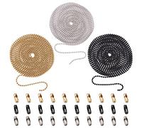 Craftdady Chaîne à billes en acier inoxydable 304 de 2,4 mm avec 30 fermoirs assortis pour plaque d'identité militaire et pendentifs, total de 10 m