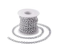 Craftdady Chaîne à maille gourmette en aluminium non soudée avec bobine 10 x 6,5 x 1,8 mm