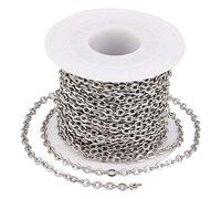 Craftdady Chaîne à maillons ovales en acier inoxydable avec bobine soudée 4 x 3 x 0,6 mm