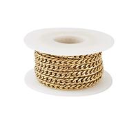 Craftdady Chaîne cubaine torsadée en acier inoxydable doré non soudée avec bobine pour la fabrication de bijoux, colliers, bracelets, 4,5 x 6,5 mm