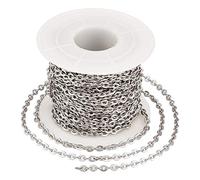 Craftdady Chaîne plate ovale en acier inoxydable de 10 m avec bobine soudée Rolo Link Chaîne de collier 4 x 3 x 0,8 mm pour la fabrication de bracelets et de bijoux