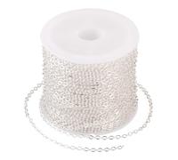 Craftdady Chaînes plaquées argent 33 pieds pour fabrication de bijoux, chaîne tressée 2,5 x 2 mm pour fabrication de bijoux, bracelets, colliers