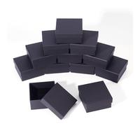 Craftdady Coffret cadeau noir de 12 pièces - Boîte carrée en carton avec éponge pour ranger bijoux, bagues, bracelets, boucles d'oreilles, colliers