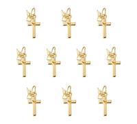 Craftdady Lot de 10 breloques en forme de cœur et ailes d'ange en laiton doré pour Halloween, Pâques, crucifix avec anneaux ouverts en acier inoxydable pour bracelet, collier, boucles d'oreilles