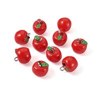 Craftdady Lot de 10 breloques en résine en forme de pomme rouge pour confection de bijoux