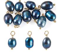 Craftdady Lot de 10 breloques ovales en perles d'eau douce naturelles avec boucle en acier inoxydable pour loisirs créatifs, colliers, bracelets, travaux manuels, ornements, fabrication de bijoux