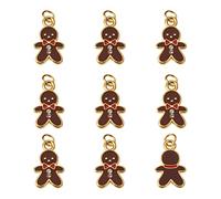 Craftdady Lot de 10 pendentifs en émail en forme de bonhomme en pain d'épices avec strass pour fabrication de bijoux, bracelets, colliers, loisirs créatifs, 22 x 11 mm, trou : 3 mm