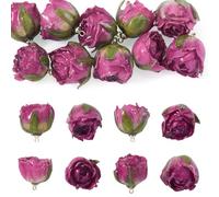 Craftdady Lot de 10 pendentifs en forme de rose magenta en plastique 3D - Cadeau de Saint-Valentin - Jolis breloques pour boucles d'oreilles, bracelets, colliers et accessoires de fabrication de