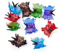 Craftdady Lot de 10 perles en verre soufflé en forme de papillon faites à la main - Perles d'espacement colorées et transparentes pour fabrication de bijoux - 17 à 17,5 mm