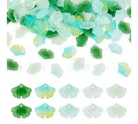 Craftdady Lot de 100 breloques en forme de feuille de ginkgo faites à la main - Vert cyan et aigue-marine - Pour loisirs créatifs, colliers, fabrication de bijoux, 5 couleurs (20 x 14,5 mm)