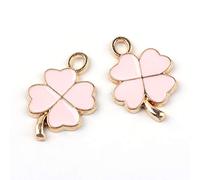 Craftdady Lot de 100 breloques en forme de trèfle à quatre feuilles en émail rose pour bijoux, collier, bracelet, boucles d'oreilles, porte-clés, trou : 2 mm