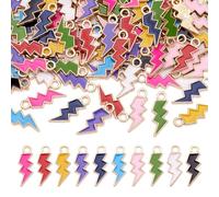 Craftdady Lot de 100 pendentifs en émail plaqué or clair - 10 couleurs - 20,5 x 7,5 mm - Pour la fabrication de bijoux et porte-clés - Trou : 2 mm
