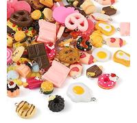 Craftdady Lot de 100 pendentifs en résine pour desserts, bonbons, gâteaux, donuts, cookies, pour la confection de boucles d'oreilles, bracelets, bijoux