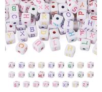 Craftdady Lot de 100 perles cubiques en acrylique pour bracelets | Perles carrées opaques en émail acrylique de 12 mm avec grand trou de 4 mm pour la fabrication de bijoux, bracelets