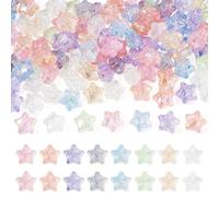 Craftdady Lot de 100 perles en forme d'étoile irisée en acrylique transparent avec nœud - Perles intercalaires pour bijoux, bracelets, colliers, loisirs créatifs - Trou : 2,8 mm