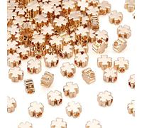 Craftdady Lot de 100 perles intercalaires en forme de trèfle à quatre feuilles en or 18 carats 5 x 5 mm pour la fabrication de bijoux Trou : 1,5 mm