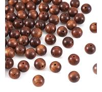 Craftdady - Lot de 100 perles rondes en bois ciré naturel de 8 mm - Perles pour chapelet - Perles en bois - Couleur brune - Trou de 1,5 mm - Pour la fabrication de bijoux et de colliers de chapelet