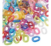 Craftdady Lot de 110 connecteurs à maillons rapides en acrylique transparent AB - Maillons ovales colorés pour fabrication de boucles d'oreilles, colliers, bracelets, lunettes, sacs à main, sacs à