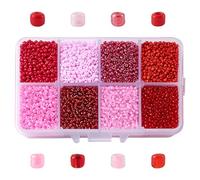 Craftdady Lot de 12 500 perles de rocaille en verre 12/0 de 2 mm - Petites perles Pony de couleurs mélangées pour perles, loisirs créatifs, fabrication de bijoux - Rouge