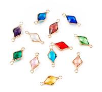 Craftdady Lot de 12 connecteurs en verre en forme de losange à double boucle avec strass pour la fabrication de bijoux, Verre