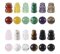 Craftdady Lot de 12 perles gourou à 3 trous 10 mm percées en T - Pierre précieuse naturelle de qualité A - Trou : 1,4 à 2 mm