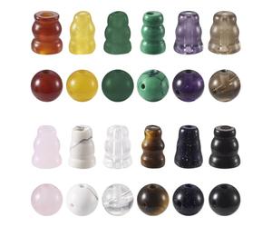 Craftdady Lot de 12 perles gourou à 3 trous 10 mm percées en T - Pierre précieuse naturelle de qualité A - Trou : 1,4 à 2 mm