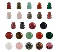 Craftdady Lot de 12 perles gourou à 3 trous - Qualité A - Pierres naturelles - Mala bouddhiste - Perles percées en T - Trou en cristal : 2 à 3 mm