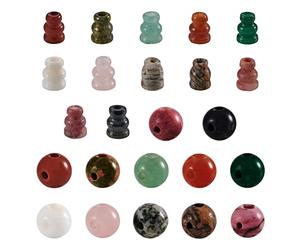 Craftdady Lot de 12 perles gourou à 3 trous - Qualité A - Pierres naturelles - Mala bouddhiste - Perles percées en T - Trou en cristal : 2 à 3 mm