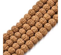 Craftdady Lot de 122 perles naturelles non teintes de rudraksha véritable de l'Himalaya, perles rondes véritables pour chapelet Japa Mala, perles de prière, collier Puja, méditation
