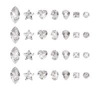 Craftdady Lot de 130 cabochons en oxyde de zirconium transparent à facettes, carrés, ovales, en forme de cœur en forme de goutte en oxyde de zirconium pour réparation de bijoux