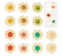 Craftdady Lot de 14 breloques tournesol en résine translucide à dos plat avec trou - Cabochons de marguerite - Pour loisirs créatifs, scrapbooking, embellissements, fabrication de bijoux, 35x33mm,
