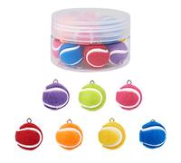 Craftdady Lot de 14 mini pendentifs en forme de balle de tennis en tissu de couleurs mélangées - 22 x 19 mm - Avec boucle en fer - Pour loisirs créatifs, porte-clés, sac