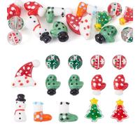 Craftdady Lot de 14 perles d'espacement rondes en verre faites à la main pour sapin de Noël, bonhomme de neige, gants et bottes - Perles rondes en vrac de 1,2 à 2 mm pour loisirs créatifs, bijoux