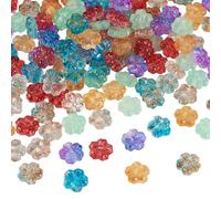 Craftdady Lot de 140 perles en verre transparent à 5 pétales de cerisier colorées pour la fabrication de bijoux, bracelets, colliers (13,5 x 14 mm)