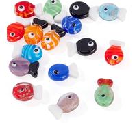 Craftdady Lot de 16 perles en verre colorées faites à la main - Bleu, rouge, violet - 19 à 21 mm - Pour loisirs créatifs, boucles d'oreilles, fabrication de bijoux