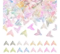 Craftdady Lot de 160 breloques en forme de queue de poisson en acrylique transparent dégradé AB pour la fabrication de boucles d'oreilles, bracelets, bijoux, 20x20mm, Acrylique, Pas de gemme