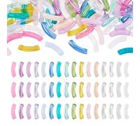 Craftdady Lot de 160 perles tubulaires incurvées en acrylique transparent 16 trous de couleur : 1,6 mm pour fabrication de bijoux pour femme et fille, Transparent, 16 couleurs