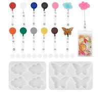 Craftdady Lot de 2 moules en silicone avec porte-badges colorés en forme de nuage et de papillon pour la fabrication de bijoux