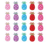 Craftdady Lot de 20 écussons en forme d'ananas avec strass brillants à coudre pour réparation de vêtements, chapeaux, sacs, robes, jeans, accessoires pour cheveux