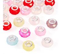 Craftdady Lot de 20 perles à facettes en résine nacrée à grand trou de 5 mm pour bracelet européen à grand trou 13,5 x 9 mm pour la fabrication de boucles d'oreilles, colliers et bijoux