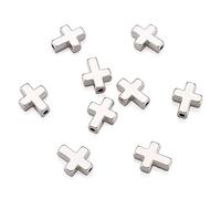 Craftdady Lot de 20 perles d'espacement crucifix en platine 15 x 12 mm en métal tibétain pour fabrication de bijoux Trou : 2 mm